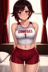 1girls ai_generated black_hair female leukocrisp ruby_rose rwby short_hair silver_eyes tagme