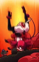 1boy 1girls abs all_the_way_through anus ass balls_deep baron_of_hell_(doom) being_watched crossover cum deep_penetration demon demon_girl disgaea doom doom_slayer_(doom) etna fellatio female helmet high_heels huge_penis huge_testicles hyper hyper_penetration hyper_penis hyper_stomach_bulge interspecies legs_up living_condom male masturbation masturbation_through_body muscular muscular_male oral oral_threading orange_background pectoral_bulge penetration penis red_hair red_skin short_hair size_difference sparrow_(artist) stomach_bulge straight tail testicles thighhighs twintails urethra