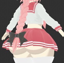 1boy 3d ass_cleavage astolfo_(fate) back_view big_ass big_butt bubble_butt fate_(series) femboy pink_hair ponytail xscapism