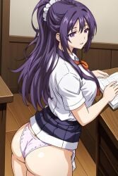 ai_generated ass big_ass classroom large_breasts mankitsu_happening milf pants perfect_body reading school school_uniform suzukawa_rei teacher