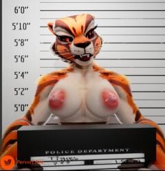 1girls 3d 3d_(artwork) anthro anthro_only barbie_(franchise) big_breasts breasts female furry kung_fu_panda master_tigress mugshot nude nude_female pervert99 prisoner