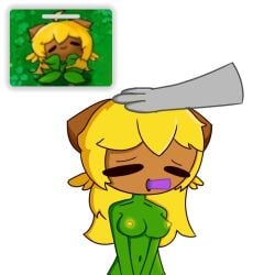 breasts cat_sunflower_(pvz_mod) cute dildo dildo_in_mouth female hand_on_head mlf543 plant_girl plant_humanoid plants_vs_zombies pvz reference_image sunflower sunflower_(pvz)