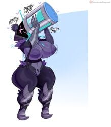 1girls anthro big_breasts breasts chug_jug chugging edit epic_games female female_edit female_focus fortnite full_body hi_res huge_breasts huge_hips jinu kool_fav large_areolae nude nude_female puffy_nipples purple_body pussy raven_team_leader solo solo_female thick_thighs third-party_edit uncensored wide_hips