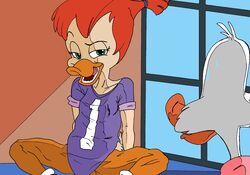 anthro avian dad daddy darkwing_duck daughter derracias35 disney drake_mallard father father_and_daughter female furry gosalyn_mallard green_eyes red_hair twintails