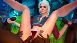 1girls 3boys 3d cd_projekt_red ciri dark-skinned_male gangbang interracial sdbtt the_witcher the_witcher_(series) the_witcher_3:_wild_hunt