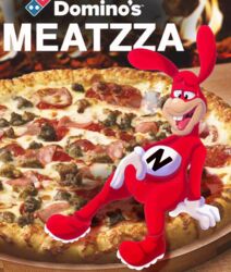 1boy avoid_the_noid bodysuit cartoony domino's_pizza erect erection_under_clothes gloves horny male_focus male_only meat pizza solo the_noid western_art yaoi