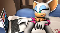 3d 3d_model anthro areolae bat big_breasts black_nose breasts computer dark_nipples female female_only gloves green_eyes laptop lipstick lying mammal masturbation mobian mobian_(species) mobian_bat mostly_nude nipples on_bed pink_lipstick projectbless pussy rouge_the_bat sega signature smile solo sonic_(series) sonic_adventure_2 sonic_the_hedgehog_(series) tan tan_fur twitter vaginal_masturbation white_fur white_gloves white_hair