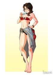 bikini bikini_top brown_hair brunette cinder_fall khartemis legs long_legs painted_nails popsicle rooster_teeth rwby slender_body slim_waist stolen_swimsuit swimsuit toned toned_female viz_media yellow_eyes