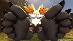 3d_(artwork) 5_toes anthro arcticchilifries big_feet black_nails braixen colored_nails digital_media_(artwork) feet foot_fetish foot_focus furry generation_6_pokemon hi_res humanoid_feet nails nintendo nude plantigrade pokemon pokemon_(species) red_eyes smile soles toes widescreen