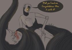 artificial_intelligence blush bodily_fluids cum duo erection female forced genital_fluids genitals glados hair hi_res human interspecies machine male male/female male_penetrating mammal nude penetration penis portal_(series) rape robot sex simple_background text valve