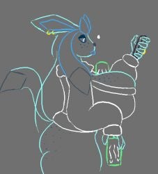 animated anthro ass big_breasts big_butt bimbo_anthro blue_body bottomless breasts chest_tuft cleavage clothed clothing ear_piercing eeveelution eyeshadow female freckled_butt freckled_chest freckled_face freckles generation_4_pokemon glaceon lips makeup monster_energy nintendo no_underwear oversized_clothing piercing pokemon pokemon_(species) ring solo solo_focus thick_lips tuft wizrat