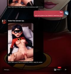 1girls ai_generated anime anime_girl anus ass black_hair blonde_female breasts cum disney duo erection female female girl girly hair lewd looking_at_viewer naked naked_female nipples nude open_mouth penetration porn pussy straight the_incredibles the_incredibles_2 vaginal_penetration violet_parr