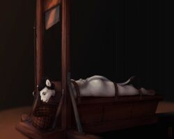 2020 adhira_hale animated arm_tied basket blood bodily_fluids container decapitation digital_drawing_(artwork) digital_media_(artwork) execution felid gore hair kirkir lion mammal nude pantherine ponytail restraints signature tail white_body
