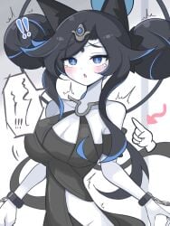 1girls death's_daughter_lunacia female floating_hand hand huge_breasts pleasure_face pointing pointing_at_shoulder the_battle_cats