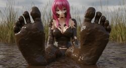 1girls ai_generated covered_in_mud feet female foot_fetish foot_focus grass mud mud_bath mud_on_body mud_on_breasts mud_pit muddy muddy_feet naked naked_female nude nude_female outdoors outside pink_hair toes