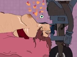 blowjob fallout fallout_new_vegas female male no_artist_signature no_source robot robot_penis securitron_(fallout) upside_down_fellatio usbwarmer yes_man_(fallout)