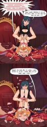 2girls absurdres armor armored_female artist_request artist_signature barefoot bed bed_sheet bedroom_eyes bitting_lip bondage boots_removed byleth_(fire_emblem) byleth_(fire_emblem)_(female) crying dialogue dialogue_bubble discarded_socks edelgard_von_hresvelg feet feet_together feet_up fire_emblem fire_emblem:_three_houses foot_fetish foot_focus foot_lick foot_worship footwear_removed highres licking_toes loving_it red_toenail_polish scars_on_arm socks_removed soles soles_fetish sucking_toes sweating tickle_fetish tickle_fight tickle_torture ticklefightclub_(artist) tickling tickling_feet tied_feet tied_up toe_rings toes yuri