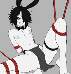 1boy 1femboy bunny_ears champchidi femboy ghoul johann_the_butcher light-skinned_male light_skin male pale-skinned_femboy pale-skinned_male pale_skin red_rope