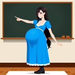 clothed dress final_fantasy final_fantasy_vii hyper_belly pregnancy pregnant pregnant_belly pregnant_female teacher tifa_lockhart wholesome