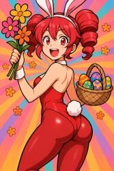 1girls ai_generated ass ass_focus big_ass breasts bunny_ears bunny_girl bunny_tail bunnysuit female female_only kasane_teto large_ass playboy_bunny red_eyes red_hair solo solo_female twin_drills utau