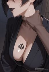ai_generated bbc black_lipstick cheating cheating_girlfriend cheating_wife cuckold dark_hair female interracial kirishima_touka male netorare noctarax ntr qos qos_tattoo queen_of_spades sex short_hair spade_tattoo