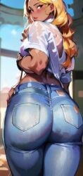 ai_generated blonde_hair dirty_clothing jeans paint sluthoe7 thick_ass