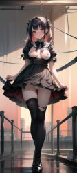 1girls ai_generated black_hair blue_eyes blush clean_shaven female hot semi_nude