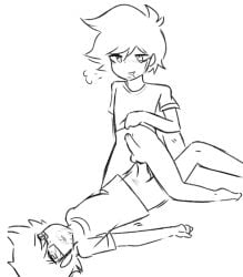 2boys anal balls blush bottomless clothes_lift clothing cowgirl_position facial_hair flamingo_(youtuber) gay gay_sex glasses jayingee male mrsackeat no_color penis roblox tagme youtube youtuber