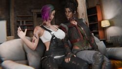 1futa 1girls 3d blender female futa_on_female futanari judy_alvarez panam_palmer