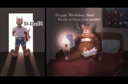 absurd_res age_difference ailurid anthro barazoku bear beckoning bed breadpanda bulge casual_masturbation clothed clothed_male clothing dialogue duo erection erection_under_clothing father_(lore) father_and_child_(lore) father_and_son_(lore) furniture gesture giant_panda hi_res imminent_incest in_doorway incest_(lore) incestuous_temptation_(lore) male male/male mammal masturbation nude nude_male on_bed pandesal_(breadpanda) parent_(lore) parent_and_child_(lore) parent_and_son_(lore) red_panda son_(lore) sourdough_(breadpanda) surprised surprised_expression text
