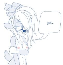 2025 after_sex annoyed anthro antlers big_breasts bodily_fluids breasts chest_tuft cum cum_on_breasts cum_on_face deer dialogue english_text female front_view genital_fluids hair hi_res horn long_hair looking_aside mammal mismatched_sexual_dimorphism navel nipples nude riley_(wolfplush) scut_tail short_tail solo standing tail text trans_(lore) trans_woman_(lore) tuft unwanted_cum_on_body wide_hips wolfplush