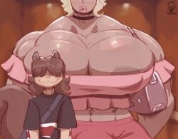 1boy 1futa abs animal_ears big_breasts breasts choker dark-skinned_futanari dark_skin eyes_out_of_frame femboy futa_focus futa_on_male futanari gabriella_(peculiart) hair_covering_eyes hair_over_eyes head_out_of_frame huge_cock humanoid intersex kemonomimi light-skinned_male light_skin male midriff muscular muscular_futa muscular_futanari muscular_thighs peculiart penis_bigger_than_arm smaller_male stacy_(peculiart) taller_futa thick_lips voluptuous_futa voluptuous_futanari