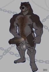 anthro arm_hair balls bear beard big_balls big_penis biped body_hair brown_bear chest_hair erection facial_hair feet foreskin genital_raphe genitals grizzly_bear hi_res huge_balls huge_cock humanoid_feet humanoid_genitalia humanoid_penis lddraws leg_scar male male_anthro mammal nipple_piercing nipples penis piercing plantigrade pubes raphe_(anatomy) scar scars_all_over scrotal_raphe solo standing thigh_scar uncircumcised ursine vein veiny_penis