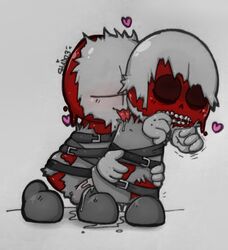 :0 abomination_(madness_combat) ambiguous_penetration blood duo from_behind heart kissing licking madness:_project_nexus madness_combat male/ambiguous semen shado3 skull standing_sex