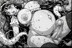 ai_generated big_breasts maggot maid_uniform pregnant pregnant_futa tagme tentacle