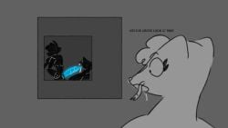 anthro big_penis female generation_5_pokemon generation_7_pokemon genitals glowing glowing_genitalia glowing_penis greyscale group humanoid legendary_pokemon looking_out_window male male/female mienshao monochrome nintendo penis pokemon pokemon_(species) rubykadobie shocked simple_background small_but_hung text zeraora