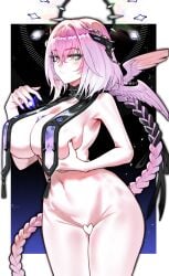 armpits big_breasts female_only ishamel_(punishing:_gray_raven) me1 nude_female pink_hair punishing:_gray_raven
