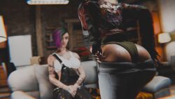 1futa 1girls 3d blender cyberpunk_2077 female futa_on_female futanari judy_alvarez panam_palmer