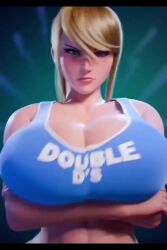 3d angry_expression annoyed blonde_hair blue_eyes bouncing_breasts huge_breasts metroid nintendo samus_aran scraggy_(artist) tagme video