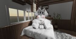 3d bbw bedroom big_balls big_belly big_breasts big_butt cutiehogg furry futanari huge_ass huge_belly huge_cock huge_thighs hyper intersex kemono mommy roblox_avatar robloxian room ssbbw white_body white_hair