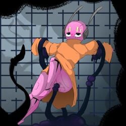 absurd_res anal anal_beads antennae_(anatomy) balls blush bodily_fluids bondage bound eye_roll feet five_pebbles_(rain_world) floating genitals held_up hi_res inschaal iterator_(rain_world) lifted_up looking_pleasured male non-human non-human_only rain_world sex_toy solo sweat tentacle videocult wet