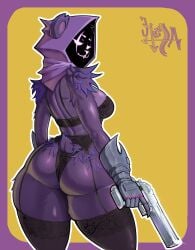 1girls 2d artist_request ass ass back_view bear breasts epic_games eye_scar female female female_only fortnite fortnite:_battle_royale fur furry gun hood legwear lingerie lingerie_bra lingerie_only lingerie_panties looking_at_viewer looking_back looking_back_at_viewer raven_team_leader scar_across_eye solo solo_female standing tagme tail thick_thighs thighs