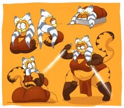 2d 2d_artwork ahsoka_tano anthro anthro_only ass big_ass big_butt breasts chubby chubby_anthro chubby_female curvy_figure domestic_cat felid feline felis female garfield_(series) garfield_the_cat josomez lekku mad_(series) montrals narrowed_eyes orange_body overweight overweight_anthro overweight_female star_wars sudoku_(mad) thick_thighs togruta voluptuous wide_hips