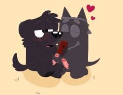 absurd_res anthro bluey_(series) blush bodily_fluids canid canine canis domestic_dog duo electronics genital_fluids genitals handjob heart_symbol hi_res leaking_precum male male/male mammal masturbation penetration penile penile_penetration penis phone precum sex wildside_45