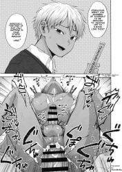 1boy ass ass_focus big_penis blonde_hair clothespins cum cum_inside dark_skin domination domination_loss english english_text eyes gay gay_domination gay_male gay_sex hair instant_loss_2koma male male_only male_penetrating mind_control nerd nipple_bulge nipples original original_character penetration penis_size_difference school_uniform schoolgirl_uniform submissive submissive_male text translated translation_request tsukuru_(seki_sabato) yankee yaoi younger_male
