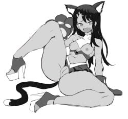 breasts cat_ears cat_tail cheerleader_uniform full_body hayase_nagatoro high_heels nipples paw_gloves platform_heels please_don't_bully_me,_nagatoro pussy rakeemspoon skirt thick_thighs