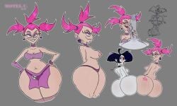 ass back_view betty_sourisnoir big_ass big_butt blowjob breasts bubble_butt buckteeth elissabette_sourisnoir_(slb) hyper_ass long_penis looking_back magenta_hair maggie_(slb) moteluxionas penis_on_face sketch tattoo_on_butt thick_thighs thong wide_hips