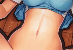 2025 ai_generated artist_name ayanami_rei breasts clothes_lift crazyfishbones female lying navel on_back shirt skirt solo underwear