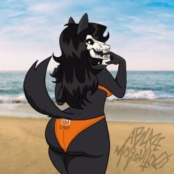 ablazemosquit0 anthro bikini dripping_pussy ears_up female fur furry furry_female goth licking_lips looking_at_viewer looking_back mal0 purple_nipples pussy scp-1471 scp-1471-a scp_foundation sharp_fingernails sharp_teeth spread_pussy tail wet_pussy yiff