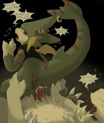 absurd_res anal anal_sex anthro anus ass bandai_namco bedroom_eyes big_tail biped blush blush_lines bodily_fluids butt_grab claws cum cum_drip cum_in_ass cum_inside cum_on_butt cum_on_penis dialogue digimon digimon_(species) dripping drooling duo ejaculation erection generation_7_pokemon genital_fluids genitals gumdramon hand_on_butt heart_symbol hi_res internal jett_(qrnrr) knot knotted_penis looking_back looking_pleasured lycanroc lying male male/male male_anthro midnight_lycanroc narrowed_eyes nintendo on_back open_mouth penetration penis pokemon pokemon_(species) presenting presenting_hindquarters qrnrr saliva seductive sex solo_focus speech_bubble sweat sweatdrop tail